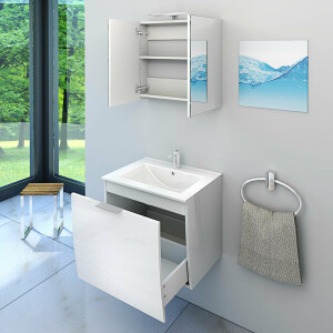 Bathroom furniture set Gently 1 v1 white mdf washbasin 60cm without led lighting