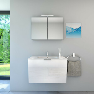 Bathroom furniture set Gently 1 v1 White mdf washbasin 80cm with 5w LED spotlight / energy box