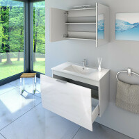 Bathroom furniture set Gently 1 v1 White mdf washbasin 80cm with 5w LED spotlight / energy box
