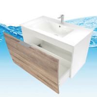 Bathroom furniture set Gently 1 v1 white/oak mdf washbasin 80cm without led lighting