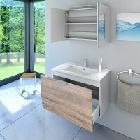 Bathroom furniture set Gently 1 v1 white/oak mdf washbasin 80cm without led lighting