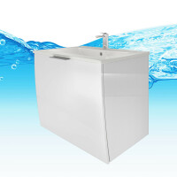 Badmöbel Set Gently 1 V2 L Weiß MDF Waschtisch 60cm mit 5W LED-Strahler / Energiebox