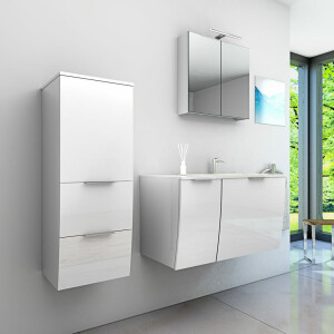 Bathroom furniture set Gently 1 v2 l white mdf washbasin 90cm with 5w lED spotlight