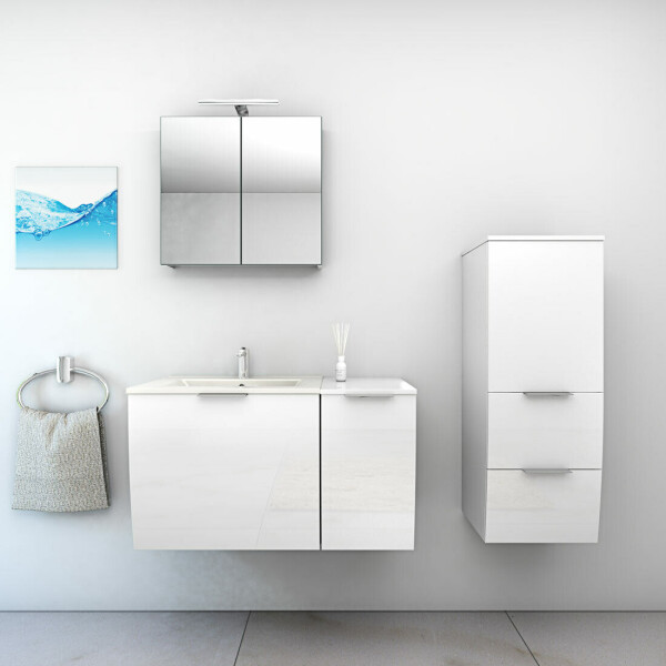 Bathroom furniture set Gently 1 v2 r white mdf washbasin 90cm without led lighting