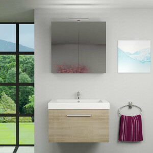 Mirror cabinet bathroom mirror bathroom mirror City 100cm brown oak without led lighting