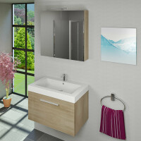 Spiegelschrank, Badspiegel, Badezimmer Spiegel City 100cm braun Eiche NEIN ohne LED-Beleuchtung