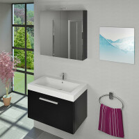AcquaVapore Spiegelschrank Badspiegel Badezimmer Spiegel City 80cm schwarz JA mit 1x 5W LED / 1x Energiebox
