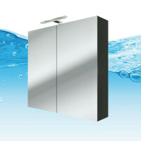 Spiegelschrank Badspiegel Badezimmer Spiegel City 100cm schwarz JA mit 1x 5W LED / 1x Energiebox