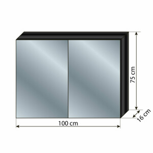 Spiegelschrank Badspiegel Badezimmer Spiegel City 100cm schwarz JA mit 1x 5W LED-Strahler