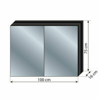Spiegelschrank Badspiegel Badezimmer Spiegel City 100cm schwarz NEIN ohne LED-Beleuchtung
