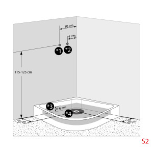 Dusche Komplettkabine D10-00M0-EC 80x80 cm mit 2K Scheiben Versiegelung