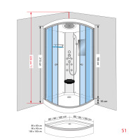 Duschkabine Fertigdusche Dusche Komplettkabine D10-00M0-EC 80x80 cm