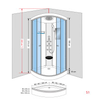 Dusche Komplettkabine D10-10M0-EC 90x90 cm mit 2K Scheiben Versiegelung