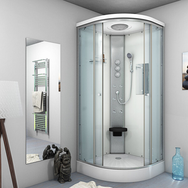 Duschkabine Fertigdusche Dusche Komplettkabine D10-20T1-EC 100x100cm MIT 2K Scheiben Versiegelung
