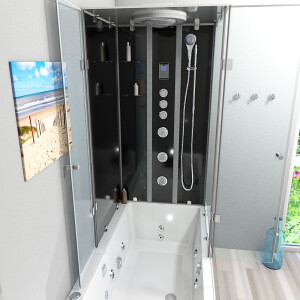 Whirlpool Dusche Kombination K05-L33-WP-EC 180x90 cm mit 2K Scheiben Versiegelung
