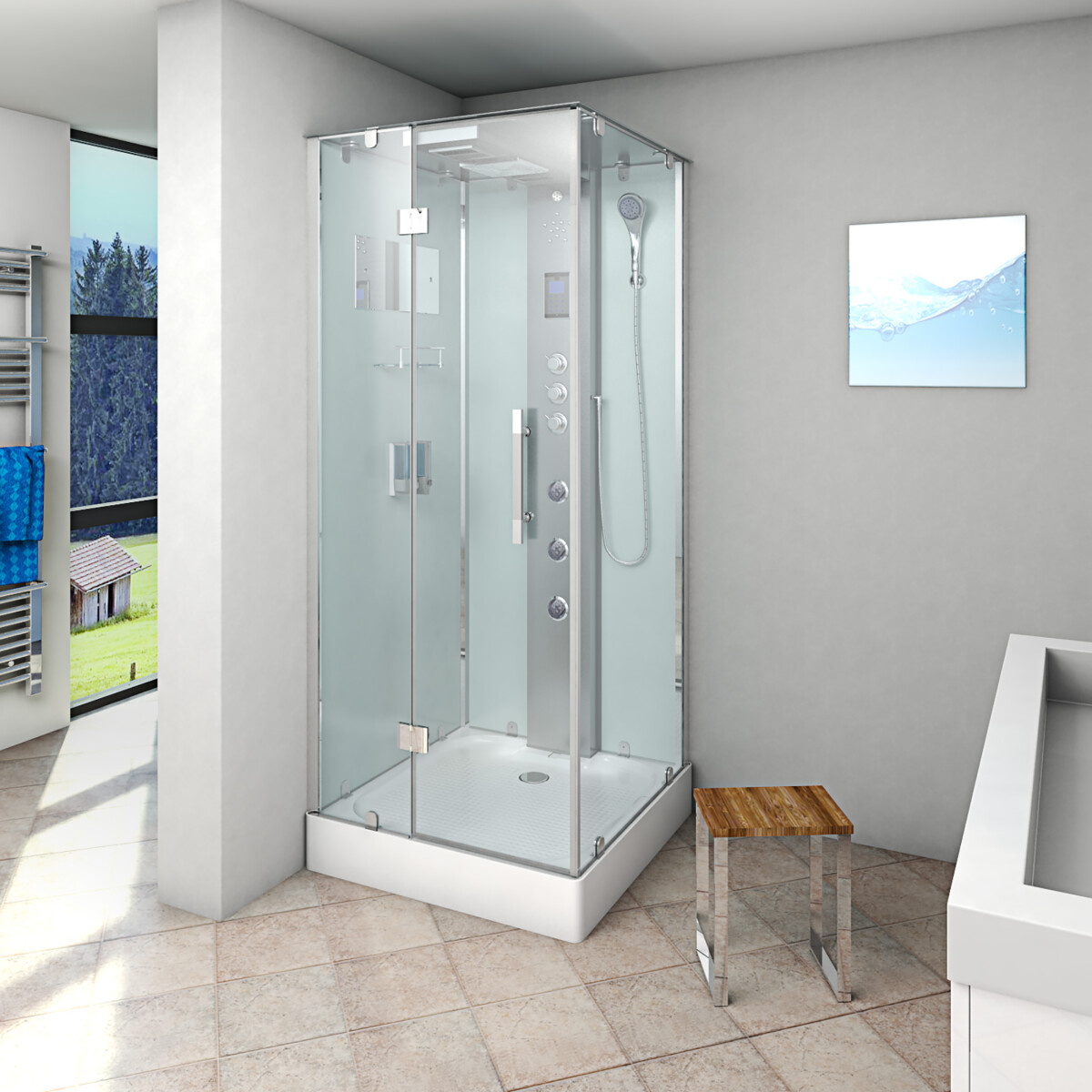 Duschkabine Dusche D38-10L1-EC 90x90 cm  box