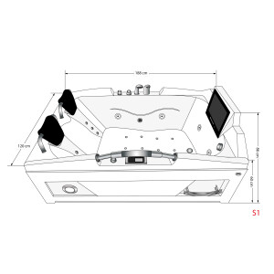 Whirlpool Vollausstattung Pool Badewanne Wanne mit TV T18L 188x120cm
