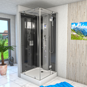 Dampfdusche Duschtempel Sauna Dusche Duschkabine D38-23R2 100x100cm OHNE 2K Scheiben Versiegelung
