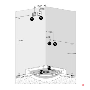 Dampfdusche Duschtempel Sauna Dusche Duschkabine D46-10T3-EC 90x90cm MIT 2K Scheiben Versiegelung
