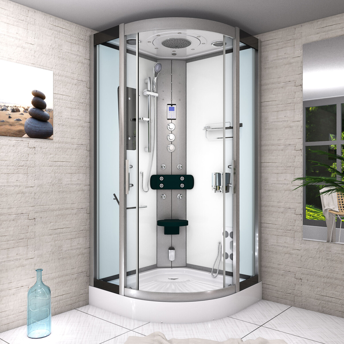 Shower enclosure shower d46-20t1-ec complete shower ready shower 100x100 cm
