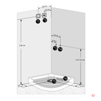 Dampfdusche Duschtempel Sauna Dusche Duschkabine D46-53T2 90x90cm OHNE 2K Scheiben Versiegelung