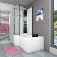 Kombination Badewanne Dusche K50-R00-EC 100x170 cm mit 2K Scheiben Versiegelung