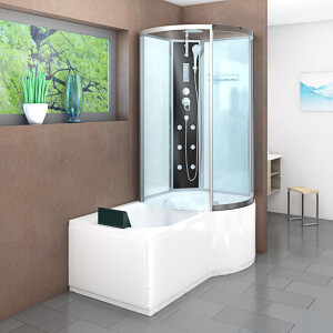 Kombination Badewanne Dusche K50-L01 170x100 cm ohne 2K Scheiben Versiegelung