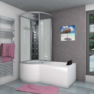 Kombination Badewanne Dusche K50-R02 100x170 cm ohne 2K Scheiben Versiegelung