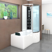 Kombination Badewanne Dusche K50-L03-EC 170x100 cm mit 2K Scheiben Versiegelung