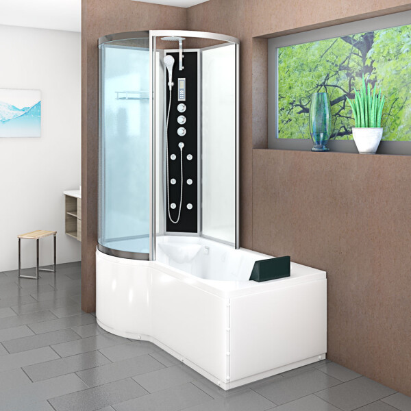 Kombination Badewanne Dusche K50-R03 100x170 cm ohne 2K Scheiben Versiegelung