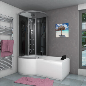 Kombination Badewanne Dusche K50-R30 100x170 cm ohne 2K Scheiben Versiegelung