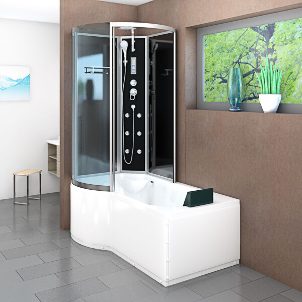 Kombination Badewanne Dusche K50-R31 100x170 cm ohne 2K Scheiben Versiegelung