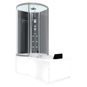 Kombination Badewanne Dusche K50-R31-EC 100x170 cm mit 2K Scheiben Versiegelung