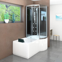 Kombination Badewanne Dusche K50-L33-EC 170x100 cm mit 2K Scheiben Versiegelung