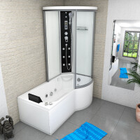 Kombination Whirlpool Dusche K55-L01-WP Wanne 170x100 cm ohne 2K Scheiben Versiegelung