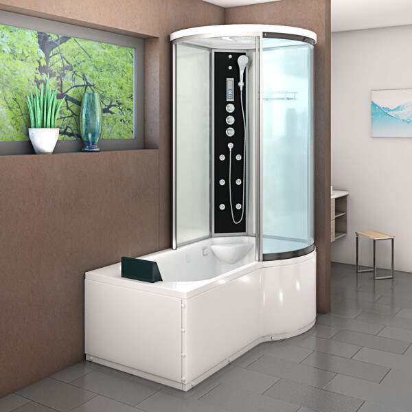 Kombination Badewanne Dusche K55-L03 170x100 cm ohne 2K Scheiben Versiegelung