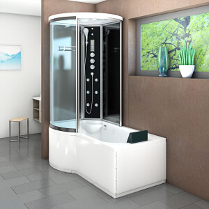 Kombination Badewanne Dusche K55-R33 100x170 cm ohne 2K Scheiben Versiegelung