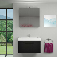 Spiegelschrank Badspiegel Badezimmer Spiegel City 120cm Esche schwarz mit 2x 5W LED-Strahler / Energiebox