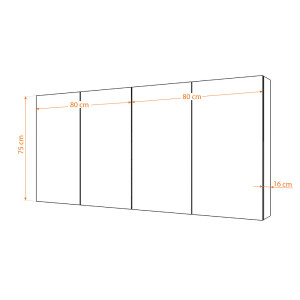 Spiegelschrank Badspiegel Badezimmer Spiegel City 160cm Esche schwarz