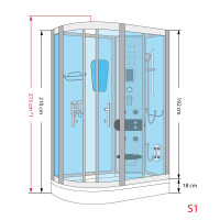 Dampfdusche Sauna Dusche Duschkabine D60-70T3L-EC 120x80cm MIT 2K Scheiben Versiegelung