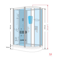 Dampfdusche Sauna Dusche Duschkabine D60-70M2R 80x120cm OHNE 2K Scheiben Versiegelung