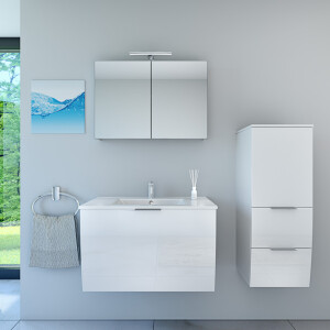 Bathroom furniture set Gently 1 v2 r white mdf washbasin 80cm with 5w led spotlight