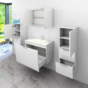 Bathroom furniture set Gently 1 v3 white mdf washbasin 80cm with 5w led spotlight
