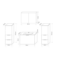 Badmöbel Set Gently 1 V3 Weiß MDF Waschtisch 80cm mit 5W LED-Strahler / Energiebox