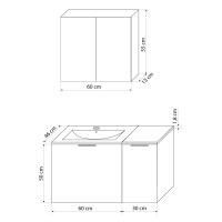 Badmöbel Set Gently 1 V1 Weiß MDF Waschtisch 90cm mit 5W LED-Strahler