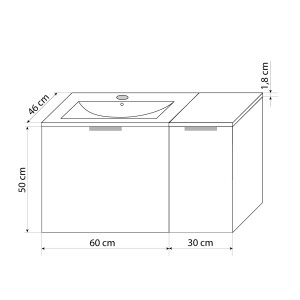 Badmöbel Set Gently 1 V1 Weiß MDF Waschtisch 90cm mit 5W LED-Strahler / Energiebox