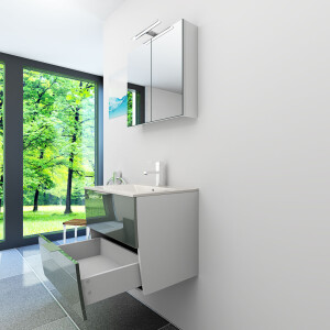 Bathroom furniture set Gently 2 v1 white/grey mdf washbasin 60cm with 5w led spotlight