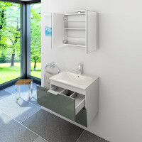 Bathroom furniture set Gently 2 v1 white/grey mdf washbasin 60cm with 5w led spotlight
