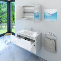 Bathroom furniture set Gently 2 v1 white mdf washbasin 80cm with 5w led spotlight