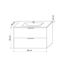 Badmöbel Set Gently 2 V1 Weiß/Grau MDF Waschtisch 80cm mit 5W LED-Strahler / Energiebox